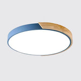 Nordic Round Ceiling Light Wood with Dimmable LED for Bedroom