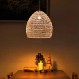 Rattan Pendant Light Dimmable LED for Natural Dining Room