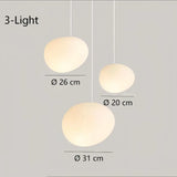 Nordic Pebble Pendant Light White Dimmable for Dining Room