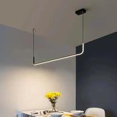 Minimalist Linear Pendant Light Dimmable Metal for Dining Room