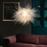 Modern Designer Pendant Light White Fabric Dimmable for Living Room