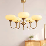 Mid Century Persimmon Glass Chandelier Dimmable for Dining Room