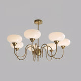 Mid Century Persimmon Glass Chandelier Dimmable for Dining Room