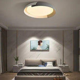 Contrasting Wood Circular Led Ceiling Light for Bedroom