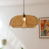 Handcrafted Rattan Petal Pendant Light for Dining Room