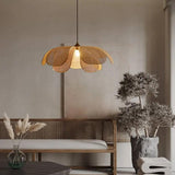 Handcrafted Rattan Petal Pendant Light for Dining Room