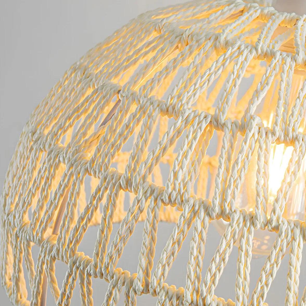 Rattan Woven Round Lampshade Vintage Pendant Light - Clowas