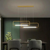 Rectangular Frame Black LED Dining Room Pendant Light - Clowas