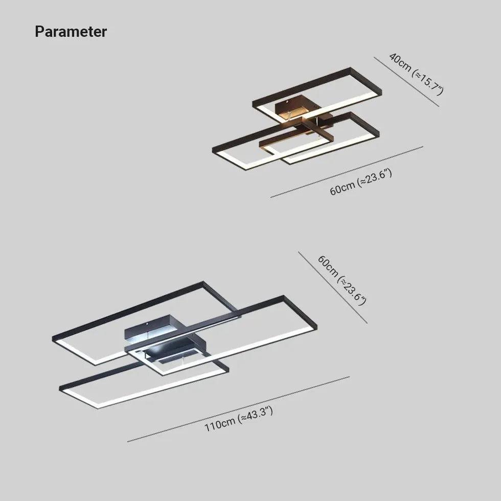 Rectangular Geometric Black LED Ceiling Light - Clowas