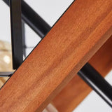 Rectangular Wooden Frame Metal Rod Dining Pendant Light - Clowas