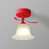 Hallway Flower Semi Flush Ceiling Light Glass with Anti Glare