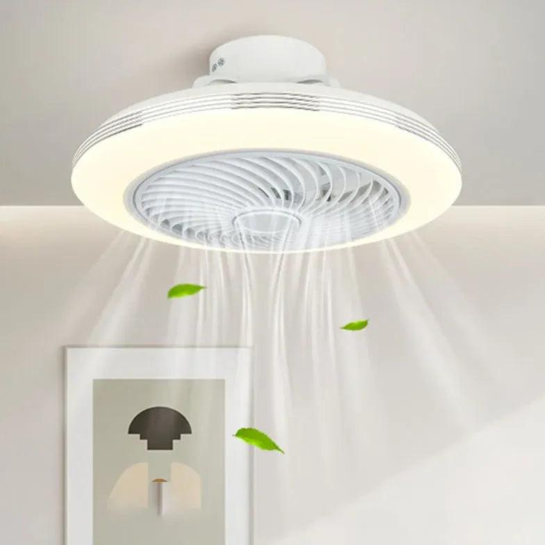 Remote-Controlled Round Modern Bedroom Fan Light - Clowas