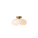 Bauhaus Orange Glass LED Semi Flush Ceiling Light for Bedroom