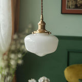 Brass Glass Entrance Vintage White Pendant Light