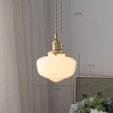 Brass Glass Entrance Vintage White Pendant Light