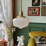 Brass Glass Entrance Vintage White Pendant Light