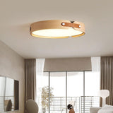 Japanese Round Wood Ceiling Light for Bedroom