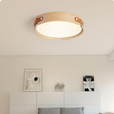Japanese Round Wood Ceiling Light for Bedroom