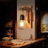 Industrial Wooden Indoor Black Wall Lights