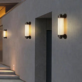 Ribbed Glass Wall Light Outdoor Black - Clowas