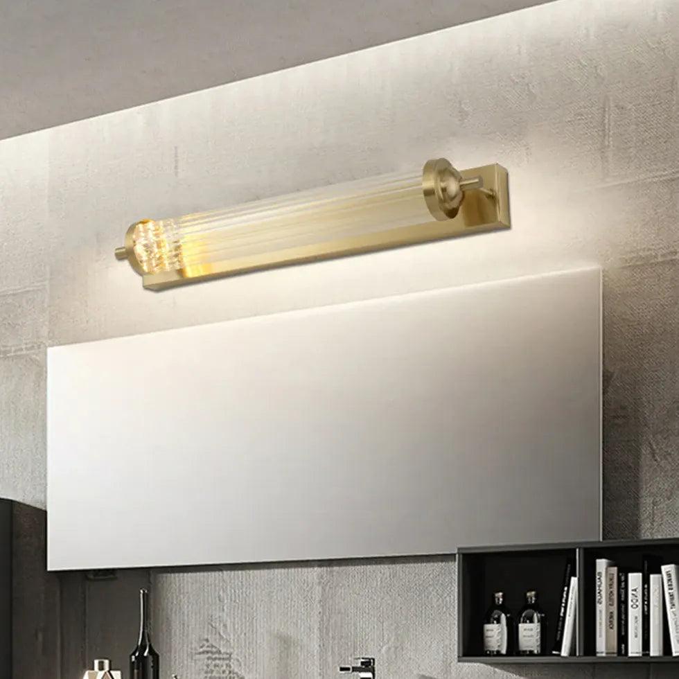 Ribbed Wall Light Bathroom Gold - Clowas