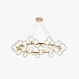 Modern Ring Bubble Chandelier Dimmable Gold Glass for Living Room
