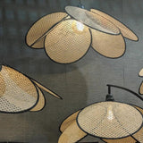 Vintage Rattan Arc Floor Standing Lamps for Living Room