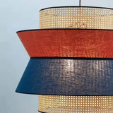 Japanese Rattan Fabric Small Pendant Light for Dining Room