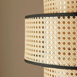 Japanese Bamboo Fabric Round Rattan Pendant Light