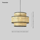 Japanese Bamboo Fabric Round Rattan Pendant Light