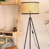 Japanese Rattan Floor Standing Tripod Lamps