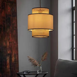 Contemporary Chinese Rattan Lantern Pendant Light
