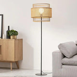 Vintage Rattan Floor Lamp for Living Room