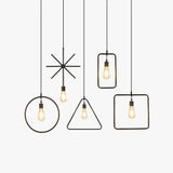 Rope Geometric Frame Black Industrial Pendant Light - Clowas