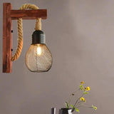 Industrial Wooden Indoor Black Wall Lights