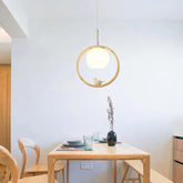 Round Bird Dining Room Wooden Pendant Light - Clowas