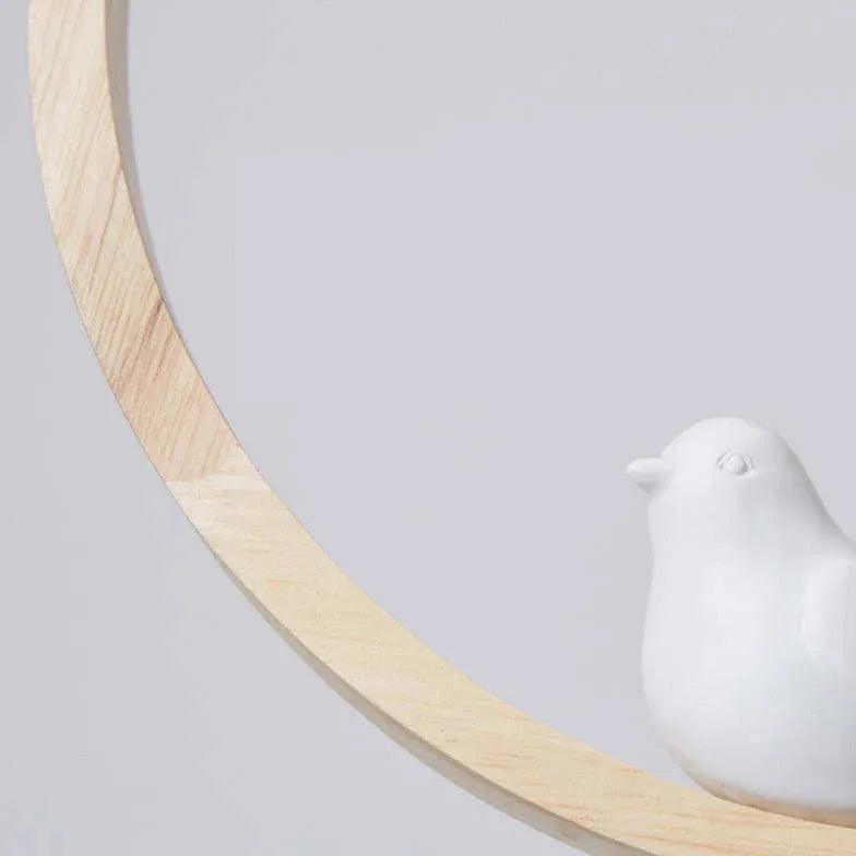 Round Bird Dining Room Wooden Pendant Light - Clowas