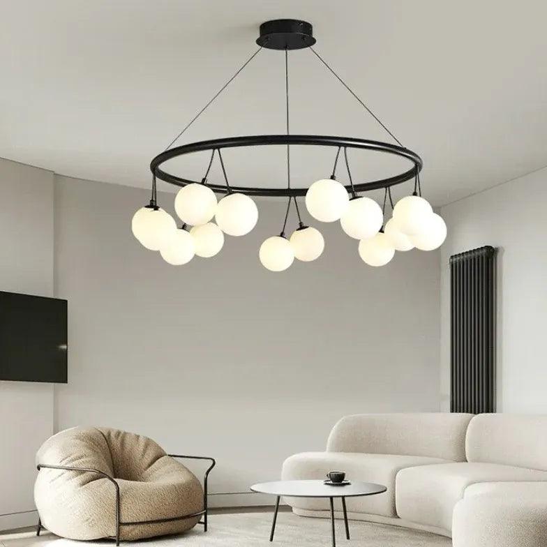 Round Frame Black Modern Chandelier - Clowas