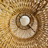 Chinese Bamboo Woven Pendant Light Over Dining Table