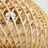 Chinese Bamboo Woven Pendant Light Over Dining Table