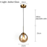 Modern Globe Glass Pendant Light Dimmable for Kitchen Island