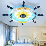 Mediterranean Ship Wheel Childrens Bedroom Ceiling Lights