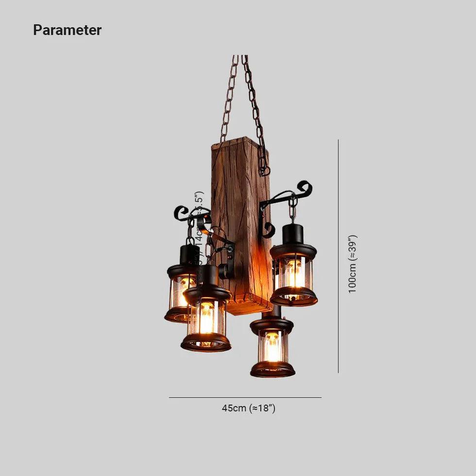 Shipwood Multi-Head Lantern Vintage Pendant Light - Clowas