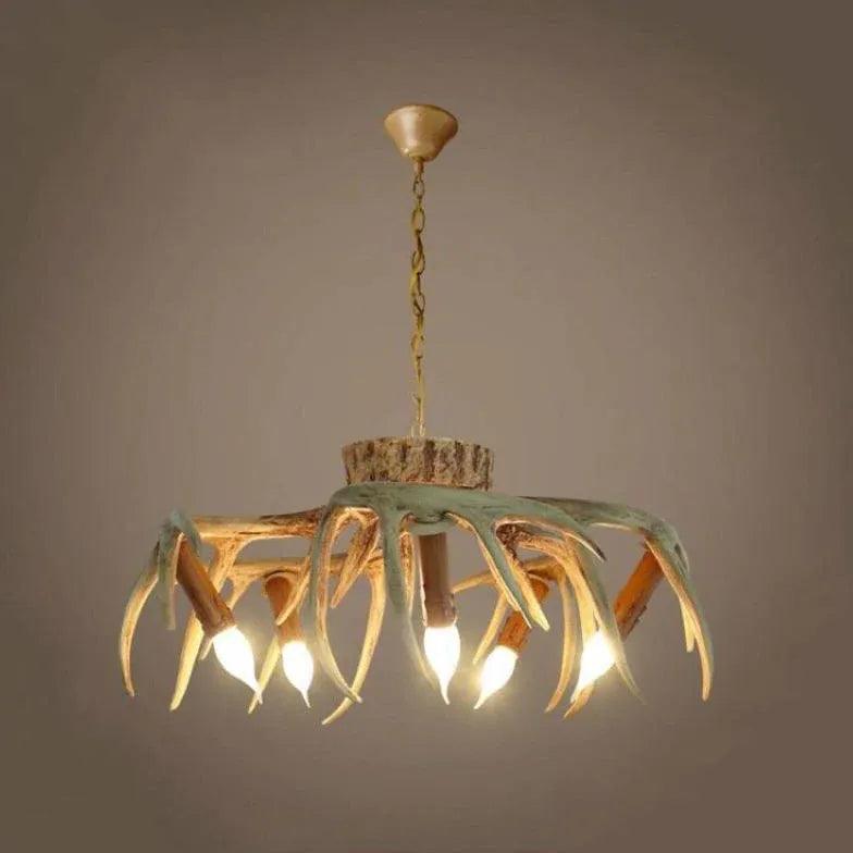 Faux Antler Wooden Multi-Light Vintage Chandelier - Clowas