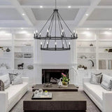 Black Metal Circular Industrial Chandelier - Clowas