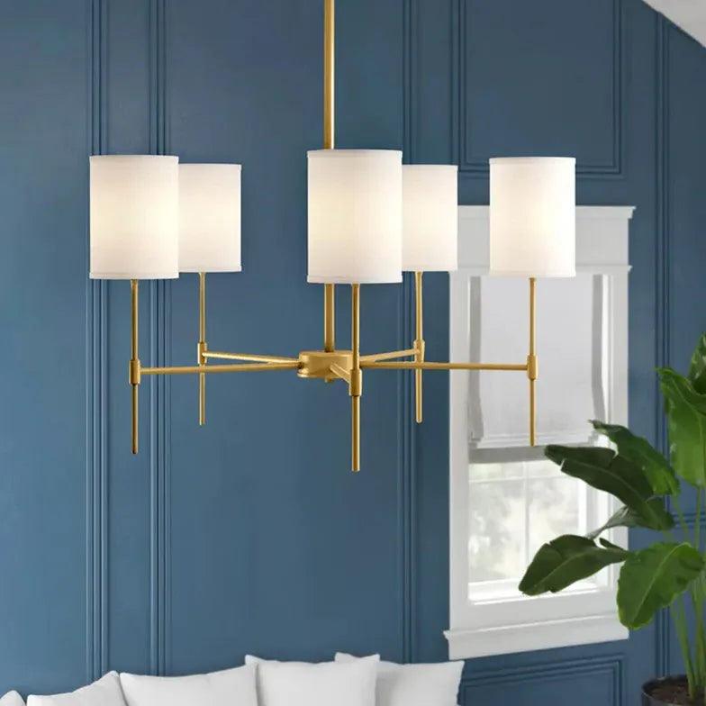Cylindrical White Shade Modern Chandelier - Clowas