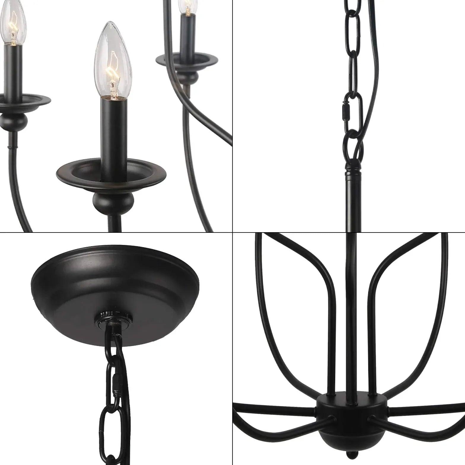 Multi-Head Candle Design Black Chandelier - Clowas