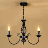 Black Chandelier Lights with Industrial Candle Design
