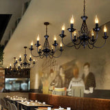 Black Chandelier Lights with Industrial Candle Design