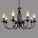 Black Chandelier Lights with Industrial Candle Design